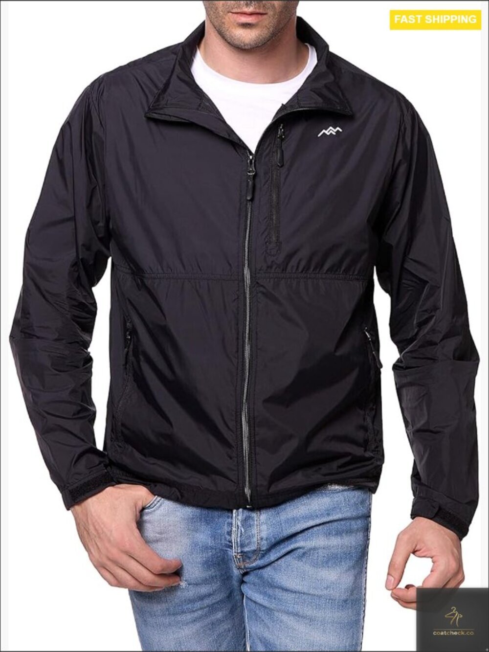Lightweight Windbreaker Jacket Packable Water Resistant Zip Pockets